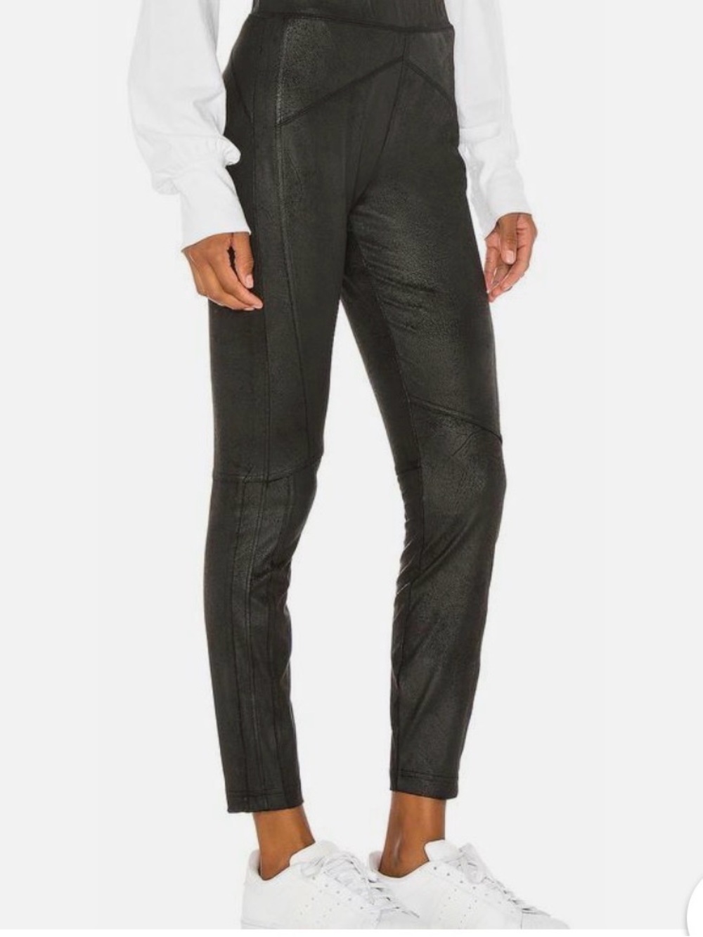 Free People Black Began Suede Cropped Slim Pants